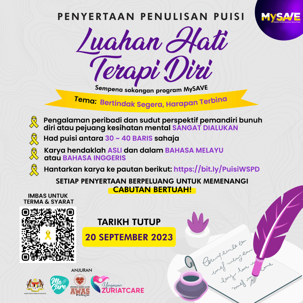 Penyertaan Puisi Luahan Hati Terapi Diri sempena Hari Pencegahan Bunuh Diri Sedunia 2023
